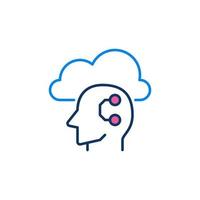 AI Head and Cloud vector Learning concept colored icon or symbol