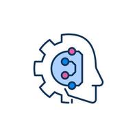 AI Head with Cog Wheel vector concept colored icon or sign