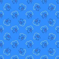 AI Head and Cloud vector Learning colored seamless pattern