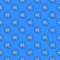 AI Head with Cog Wheel vector colored seamless pattern
