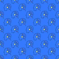 AI Technology in Head vector concept blue seamless pattern