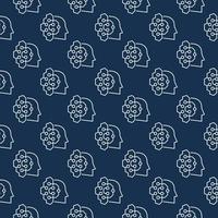AI connected with Head with Circuits vector blue line seamless pattern