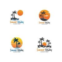 Palm Trees Summer Holidays Logo Design Vector Template Illustration