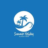 Palm Trees Summer Holidays Logo Design Vector Template Illustration