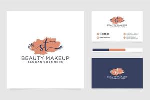 Initial ST Feminine logo collections and business card template Premium Vector