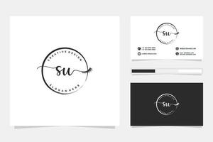 Initial SU Feminine logo collections and business card template Premium Vector