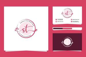 Initial ST Feminine logo collections and business card template Premium Vector