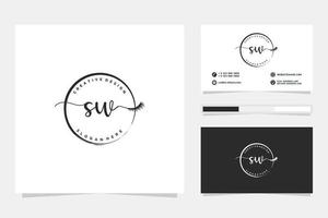 Initial SW Feminine logo collections and business card template Premium Vector