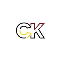 Abstract letter CK logo design with line connection for technology and digital business company. vector