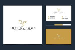 Initial SZ Feminine logo collections and business card template Premium Vector