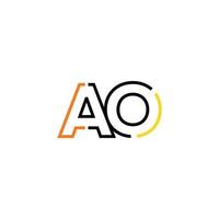 Abstract letter AO logo design with line connection for technology and digital business company. vector