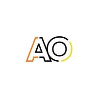 Abstract letter AO logo design with line connection for technology and digital business company. vector