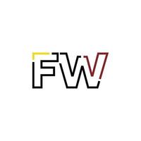 resumen letra fw logo diseño con línea conexión para tecnología y digital negocio compañía. vector