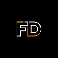 Abstract letter FD logo design with line connection for technology and digital business company. vector