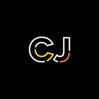 resumen letra cj logo diseño con línea conexión para tecnología y digital negocio compañía. vector