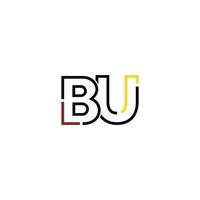 Abstract letter BU logo design with line connection for technology and digital business company. vector