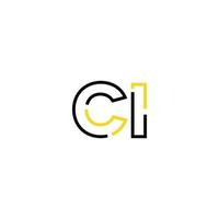 Abstract letter CI logo design with line connection for technology and digital business company. vector