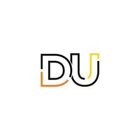 Abstract letter DU logo design with line connection for technology and digital business company. vector