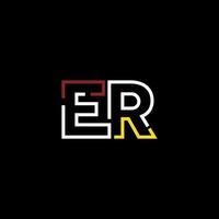 Abstract letter ER logo design with line connection for technology and digital business company. vector