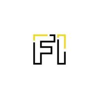 Abstract letter FI logo design with line connection for technology and digital business company. vector