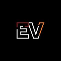 Abstract letter EV logo design with line connection for technology and digital business company. vector