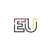 Abstract letter EU logo design with line connection for technology and digital business company. vector