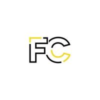 Abstract letter FC logo design with line connection for technology and digital business company. vector