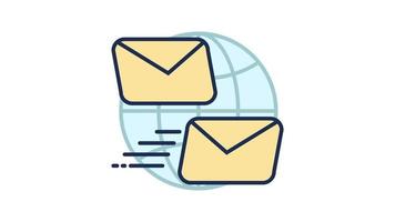 Sending mail, Communication concept animated icon video