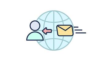 Bezig met verzenden mail, communicatie concept geanimeerd icoon video