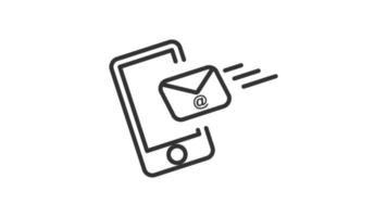 Bezig met verzenden e-mail, communicatie concept geanimeerd icoon video