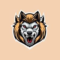 Angry brown wolf head symbol graohic vector illustration