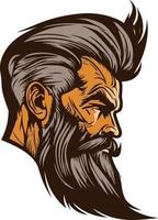 Retro bearded man vector logo graphic illustration