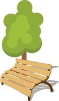 Vector Graphics Of A Wooden Bench Under The Green Tree