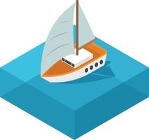 3D Vector Image Of A Yacht Sailing On The Sea