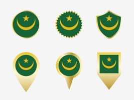 Vector flag set of Mauritania.