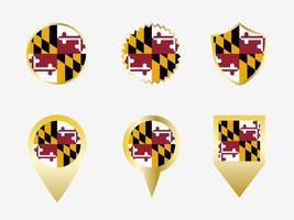 Vector flag set of Maryland, US state