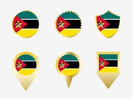 Vector flag set of Mozambique