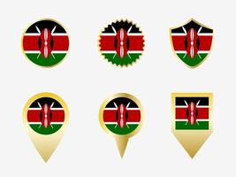 Vector flag set of Kenya.