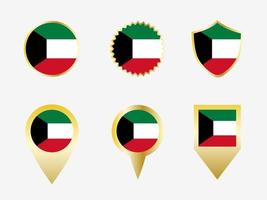 Vector flag set of Kuwait
