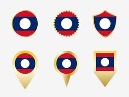 Vector flag set of Laos