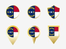 Vector flag set of North Carolina, US state