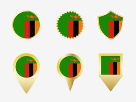 Vector flag set of Zambia
