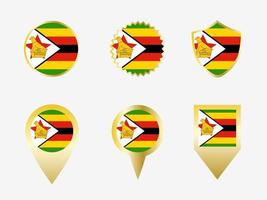 Vector flag set of Zimbabwe