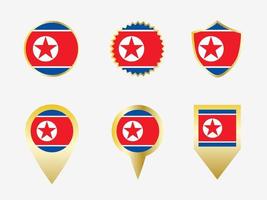 Vector flag set of North Korea