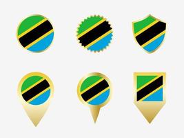 Vector flag set of Tanzania