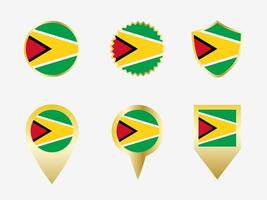 Vector flag set of Guyana