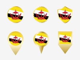 Vector flag set of Brunei