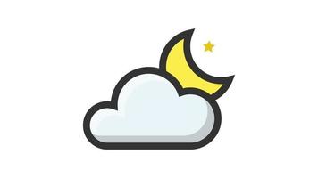 Cloudy at night on white background, Weather animated icon video