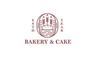 Lineart Bakery and Cake With Vintage Color Logo vector