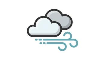blåsigt och molnig på vit bakgrund, väder animerad ikon video